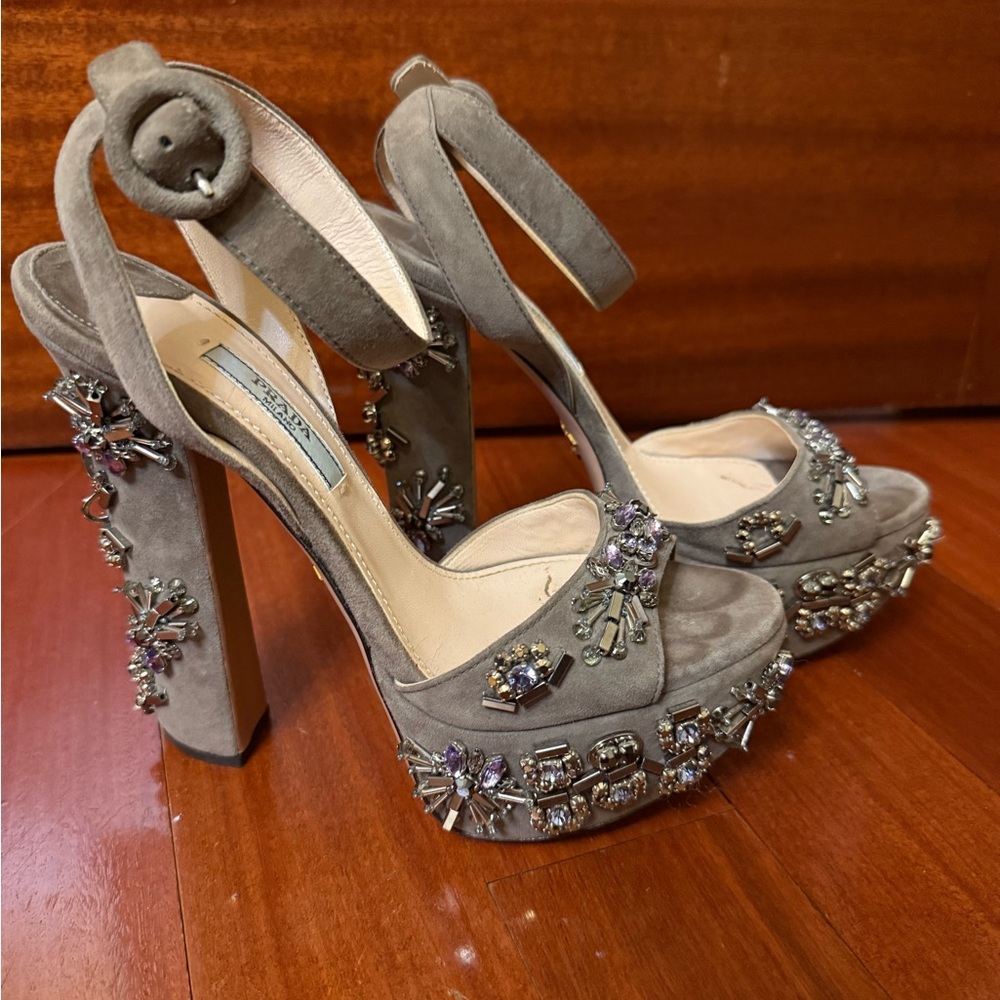Prada Crystal Embellished Platform Heels